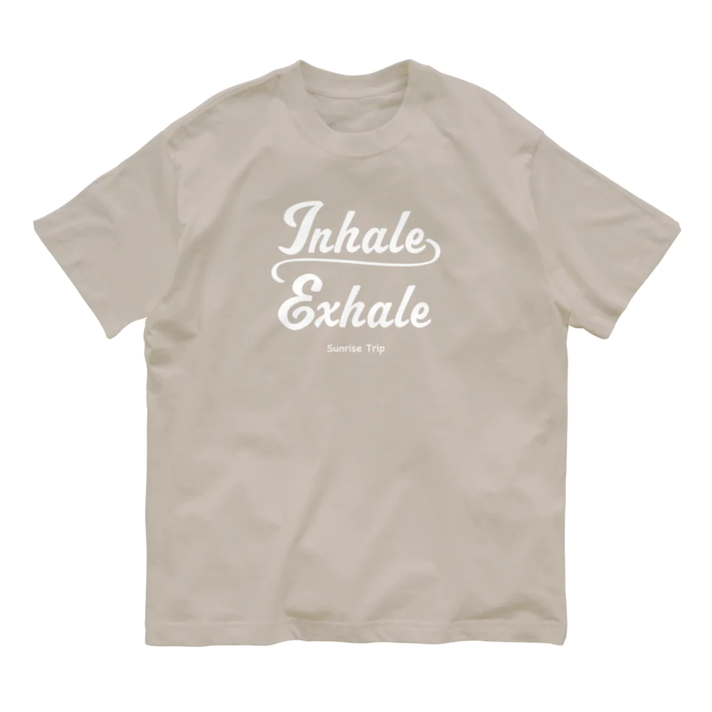 Sunrise Trip のInhale~Exhale ロゴTシャツ ホワイトロゴ オーガニックコットンTシャツ