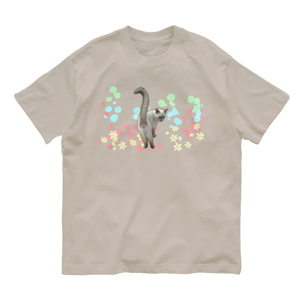 テンちゃんの店のてんちゃんのＴシャツ お花柄 Organic Cotton T-Shirt