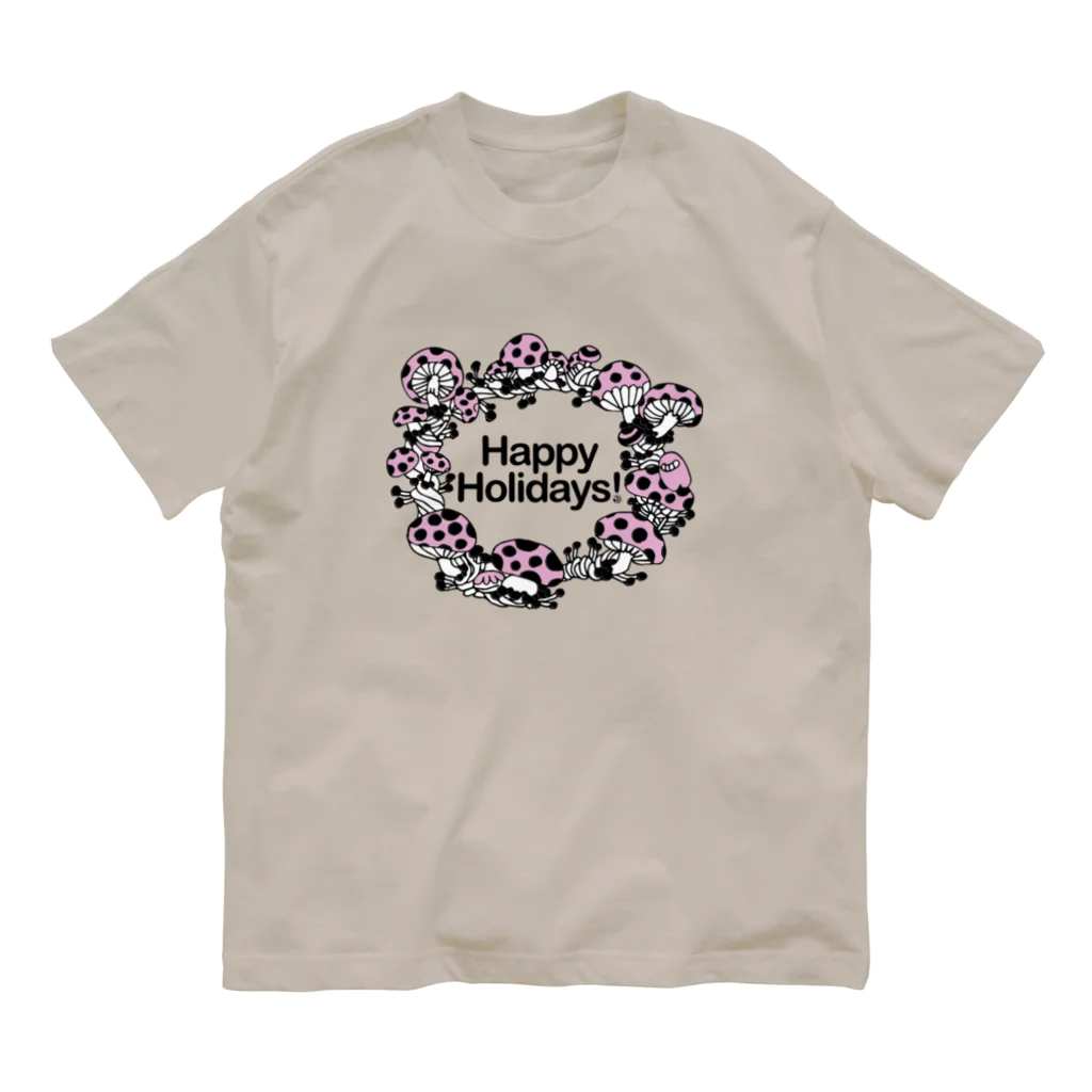 TUBEADのきのこリン　ぱ〜と2　#HappyHolidays Organic Cotton T-Shirt