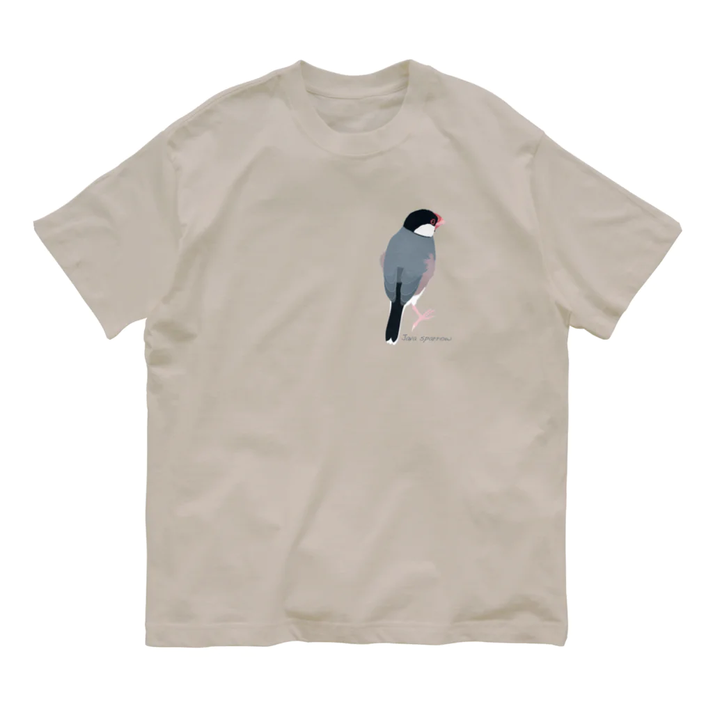文鳥中心のたそがれ桜文鳥 オーガニックコットンTシャツ
