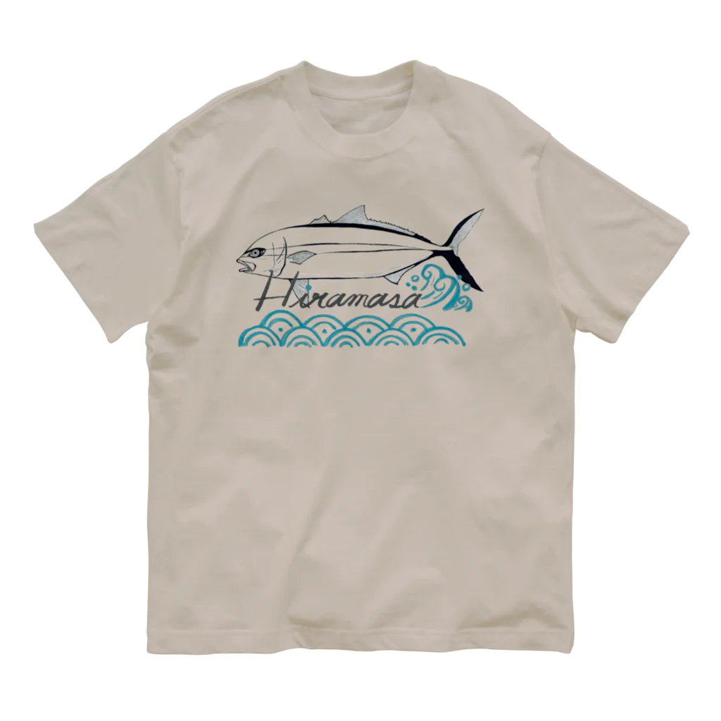 𝕚𝕣𝕠𝕤𝕒𝕤𝕙𝕚のgoldstriped(yellowtail) amberjack オーガニックコットンTシャツ