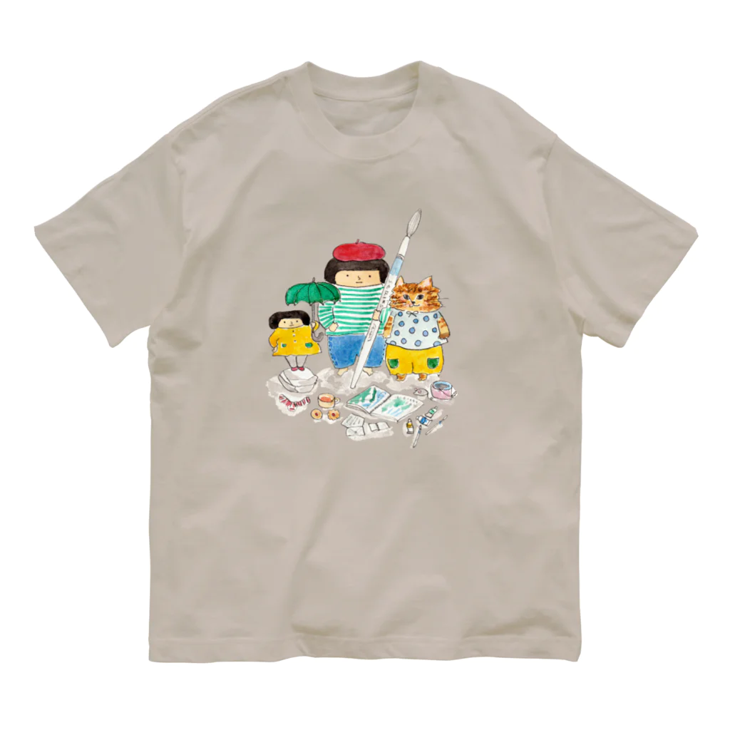 Umi Amaoto のねことまめズ オーガニックコットンTシャツ