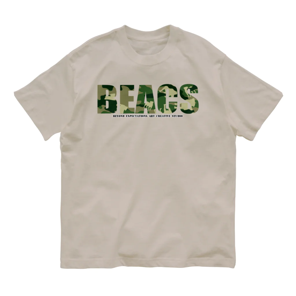 BEACSのBEACS　ロゴ1（パグ） オーガニックコットンTシャツ