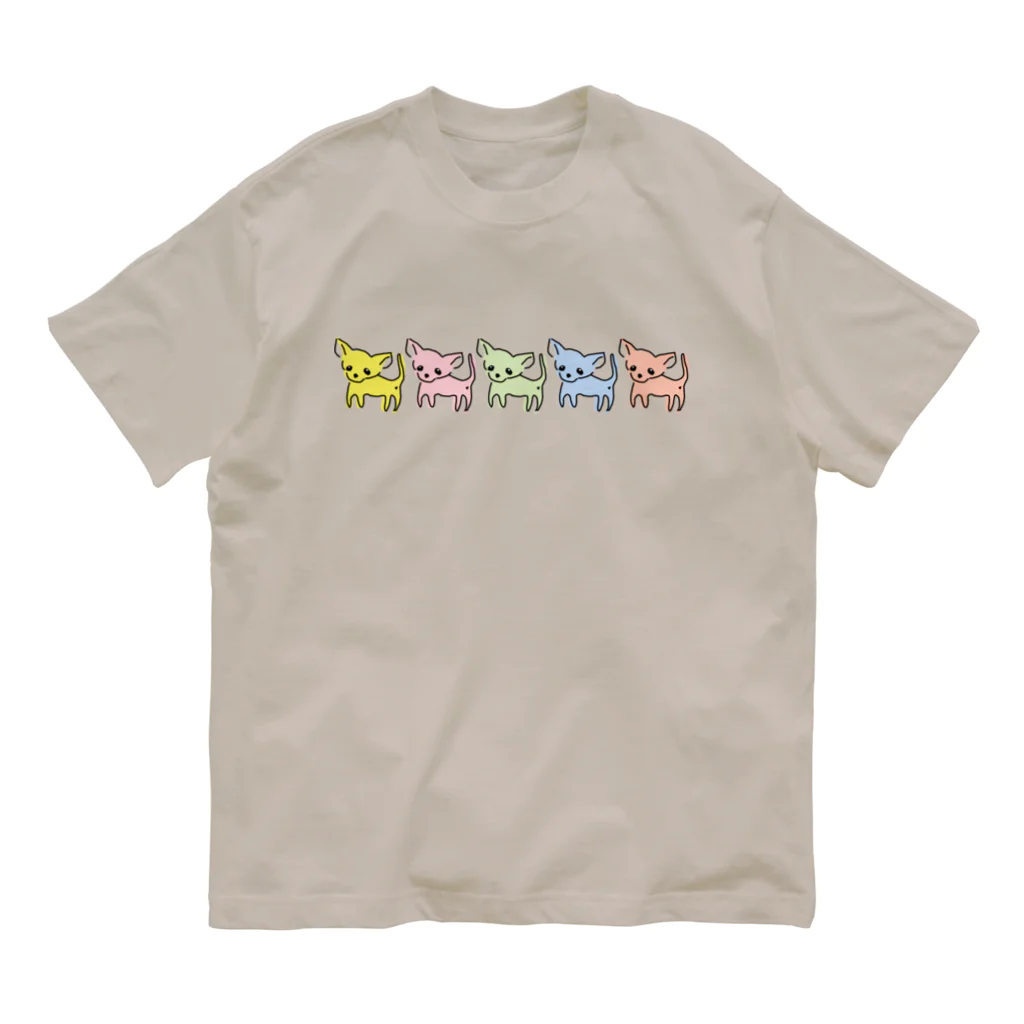 akane_art（茜音工房）のゆるチワワ（カラフル） Organic Cotton T-Shirt