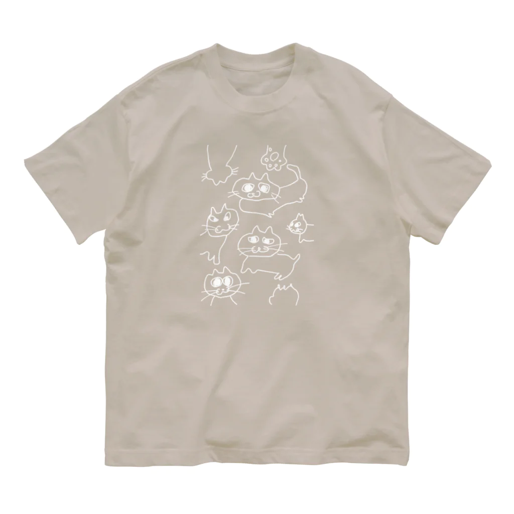 えだもものnekoneko!（白） オーガニックコットンTシャツ