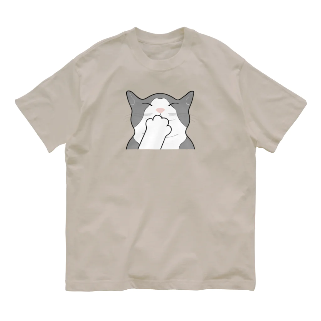 猫ねむりzzz..のハチワレ猫うぷぷ♪ オーガニックコットンTシャツ