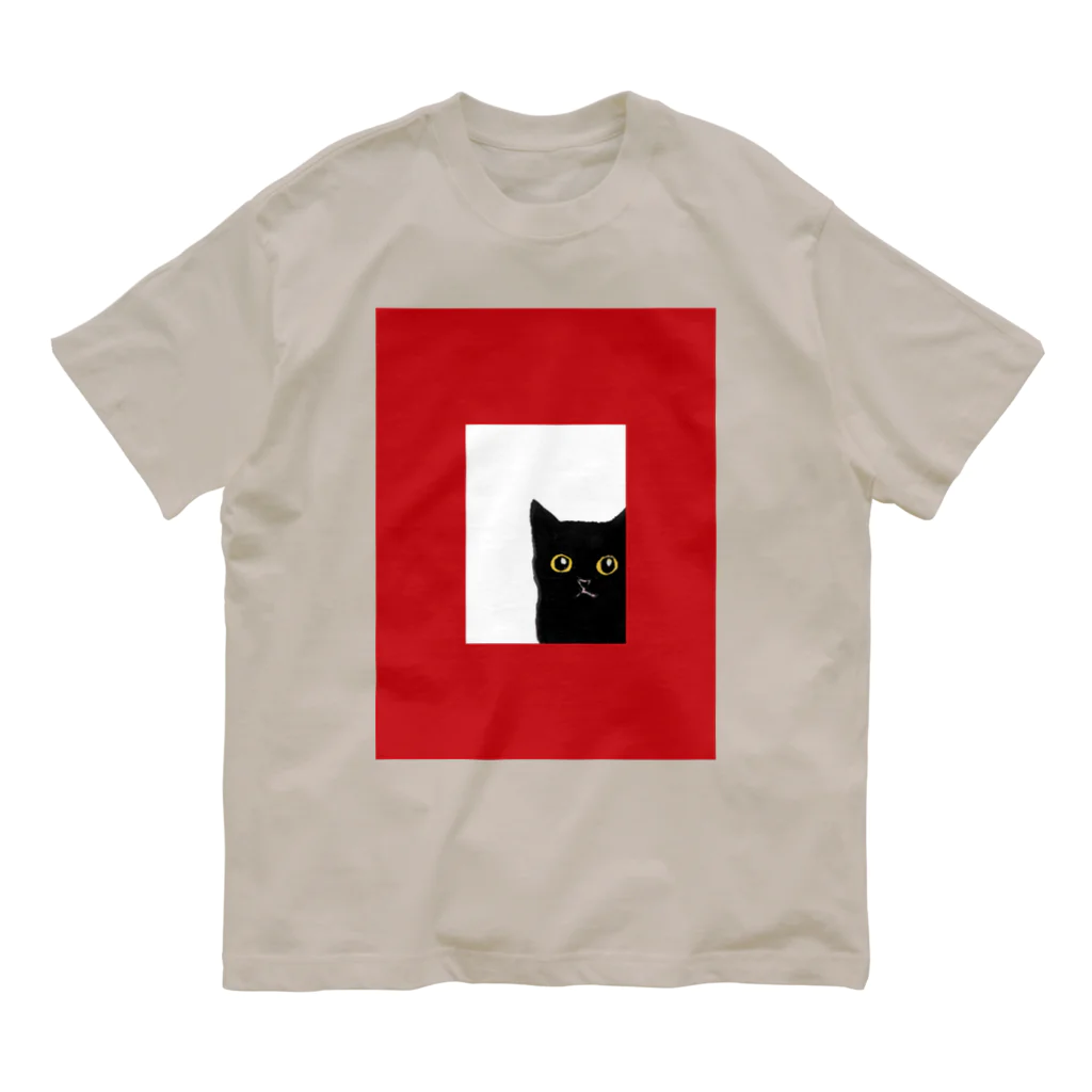 WAMI ARTの赤い窓と黒猫 Organic Cotton T-Shirt