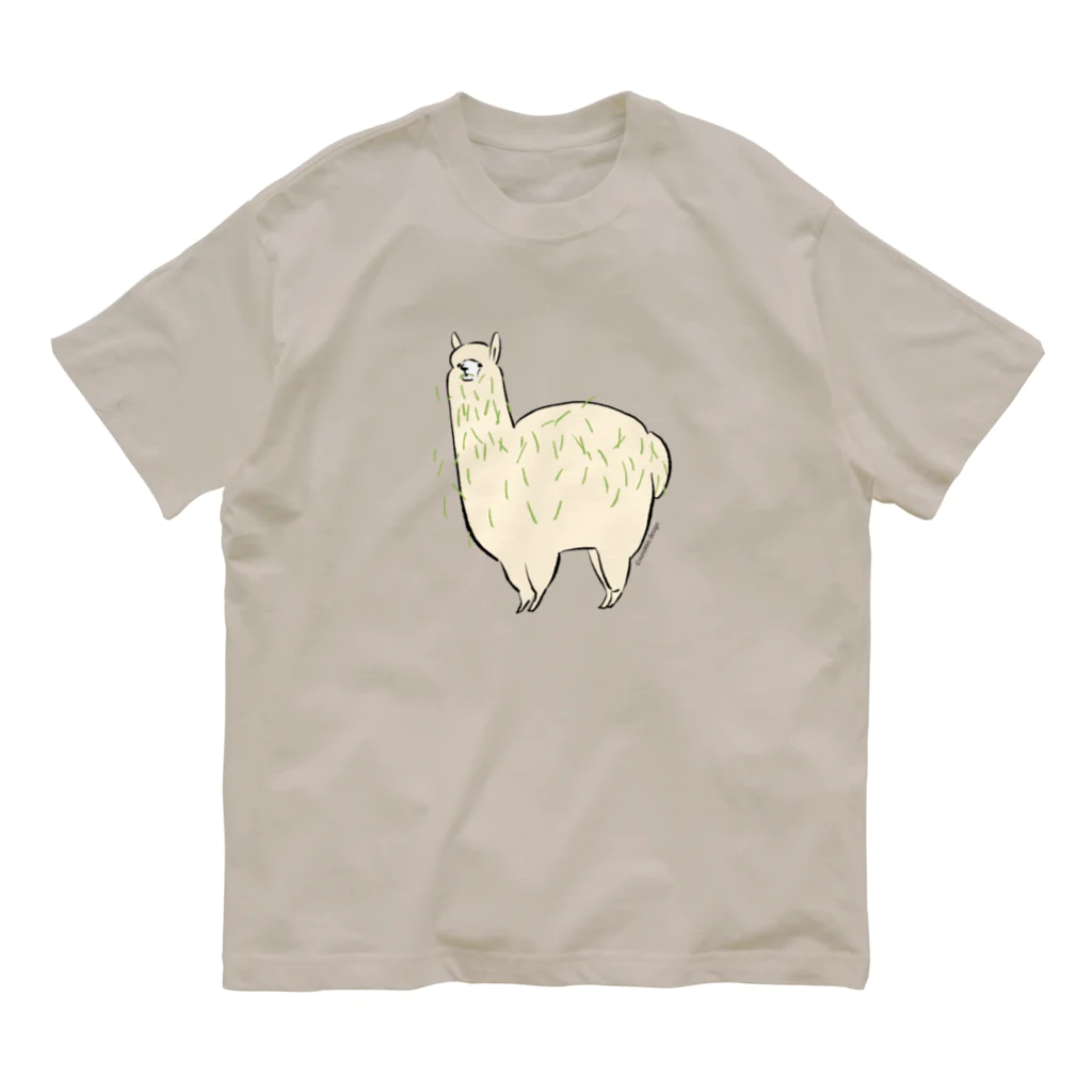 sunokko designのめっちゃ草ついてるアルパカ Organic Cotton T-Shirt