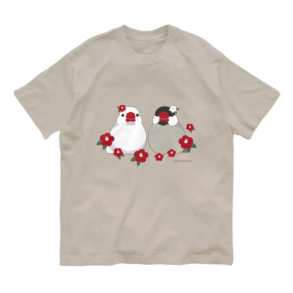 petitassortの文鳥と椿のＴシャツ Organic Cotton T-Shirt