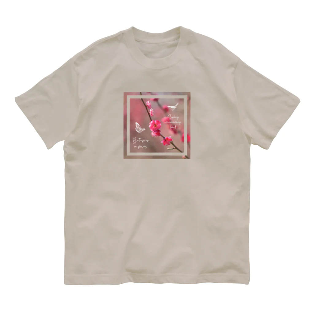 KOEN - online shop -の梅に鶯、華に蝶 Organic Cotton T-Shirt