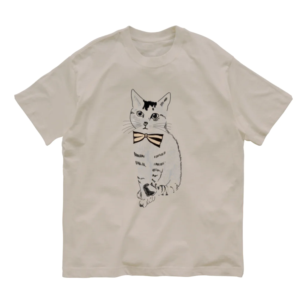 小鳥と映画館の蝶ネクタイとネコ Organic Cotton T-Shirt