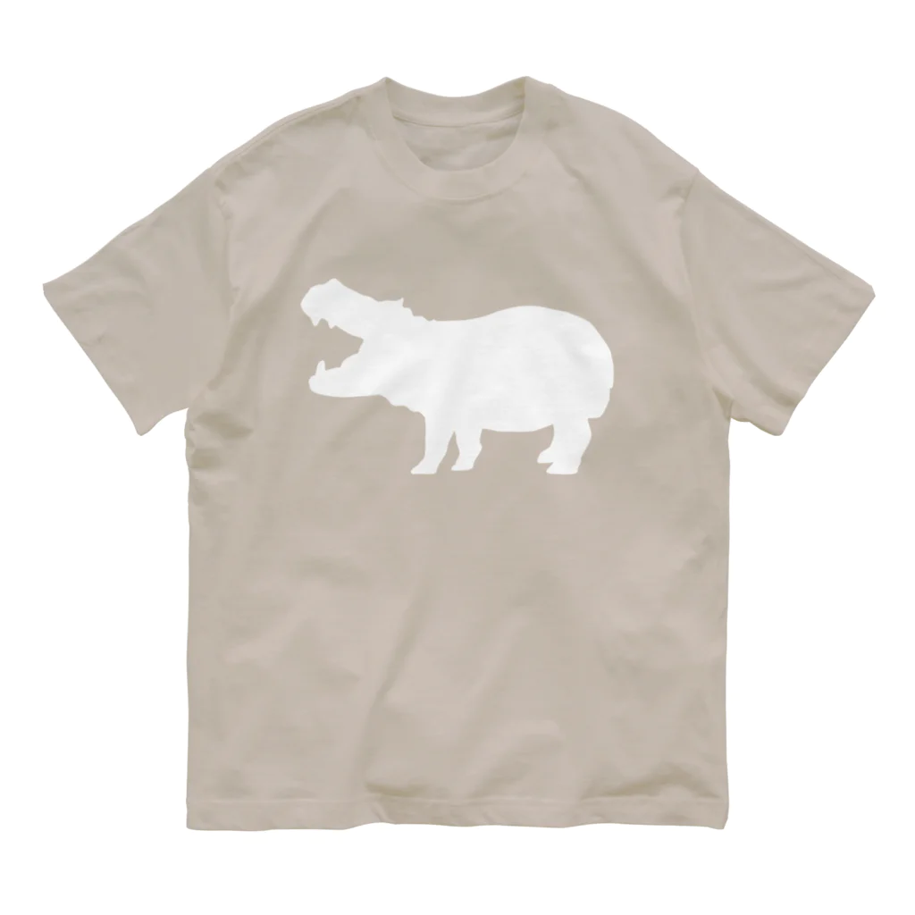 あおぞらのカバ_WHITE オーガニックコットンTシャツ