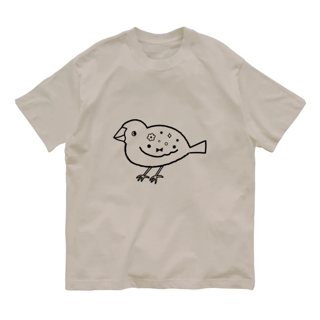 Futakawa Mayuのグッズショップの文鳥 黒 オーガニックコットンTシャツ