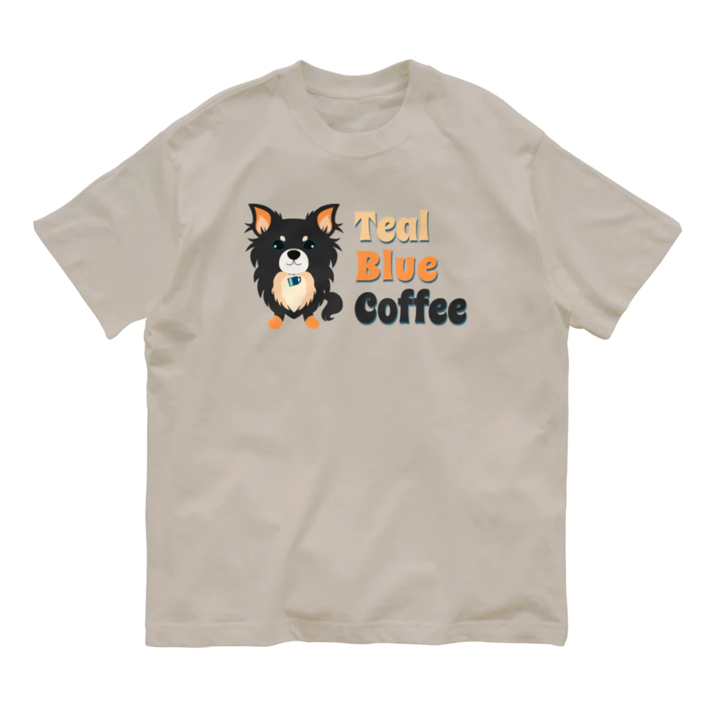 Teal Blue Coffeeのpuppy teal オーガニックコットンTシャツ