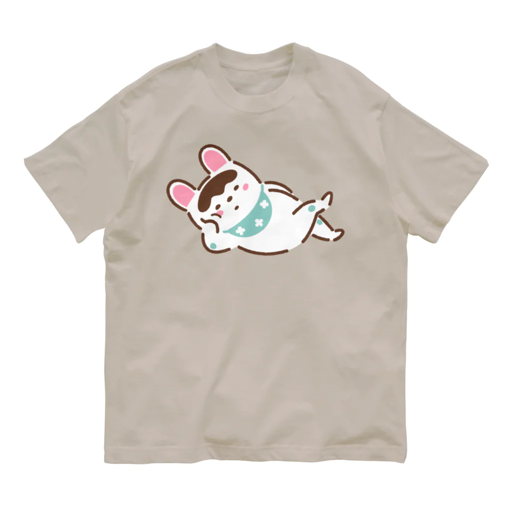 しまめのごろ寝いぬはりこ オーガニックコットンTシャツ