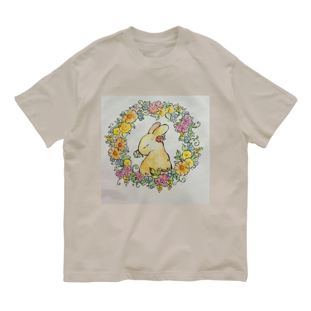 ミドニィー店のお花畑のうさぎさん Organic Cotton T-Shirt