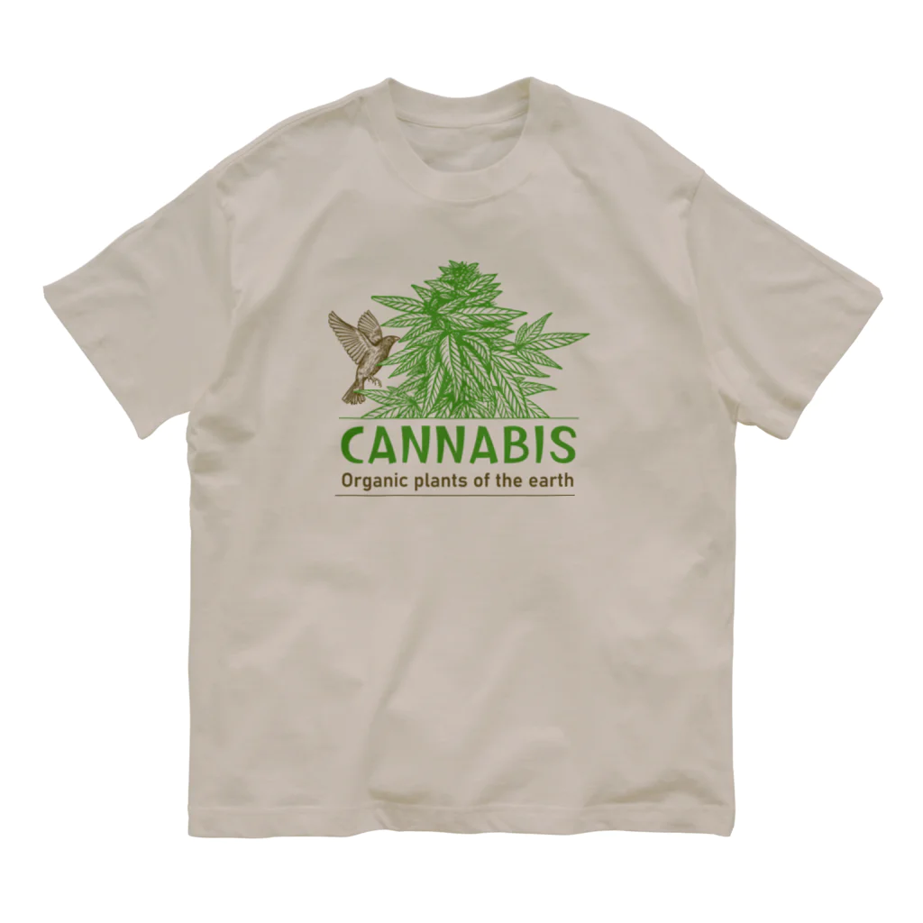 420 MUSIC FACTORYのCannabis & Bird（カナビスと鳥） オーガニックコットンTシャツ