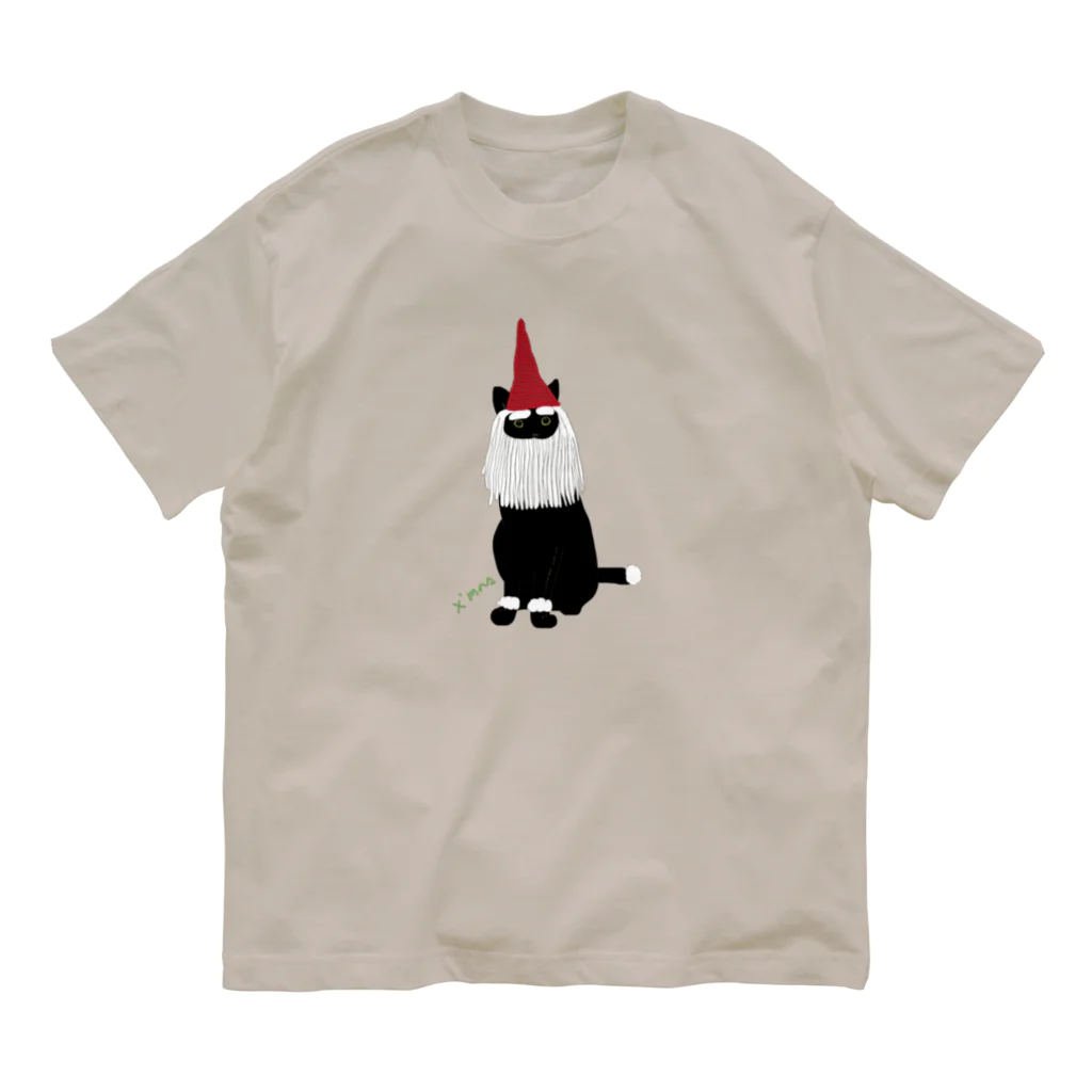 小鳥と映画館のサンタになったクロネコ Organic Cotton T-Shirt