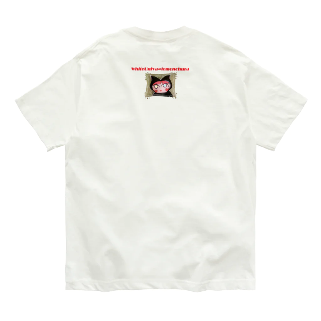 whiteuniva∞lemonchuraのflying niwatori オーガニックコットンTシャツ