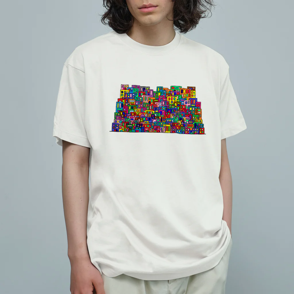 JUNetのカラフルビルのまち オーガニックコットンTシャツ