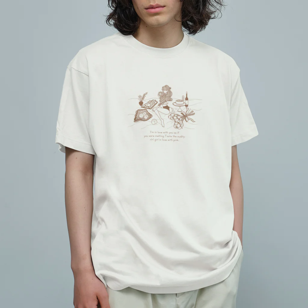 ririgirlshop♡のpeach cotton - Tshirt [ririgirl tea] Organic Cotton T-Shirt