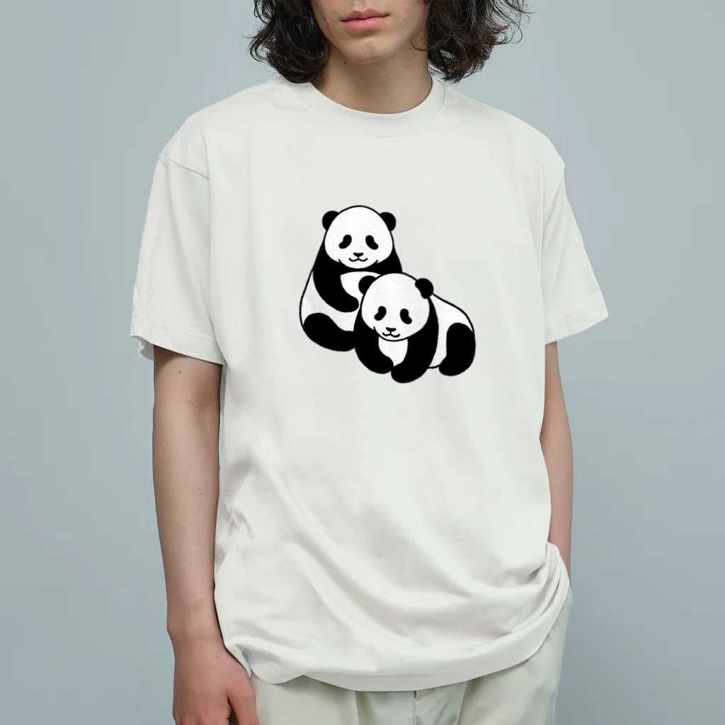 chippokeの双子パンダ オーガニックコットンTシャツ