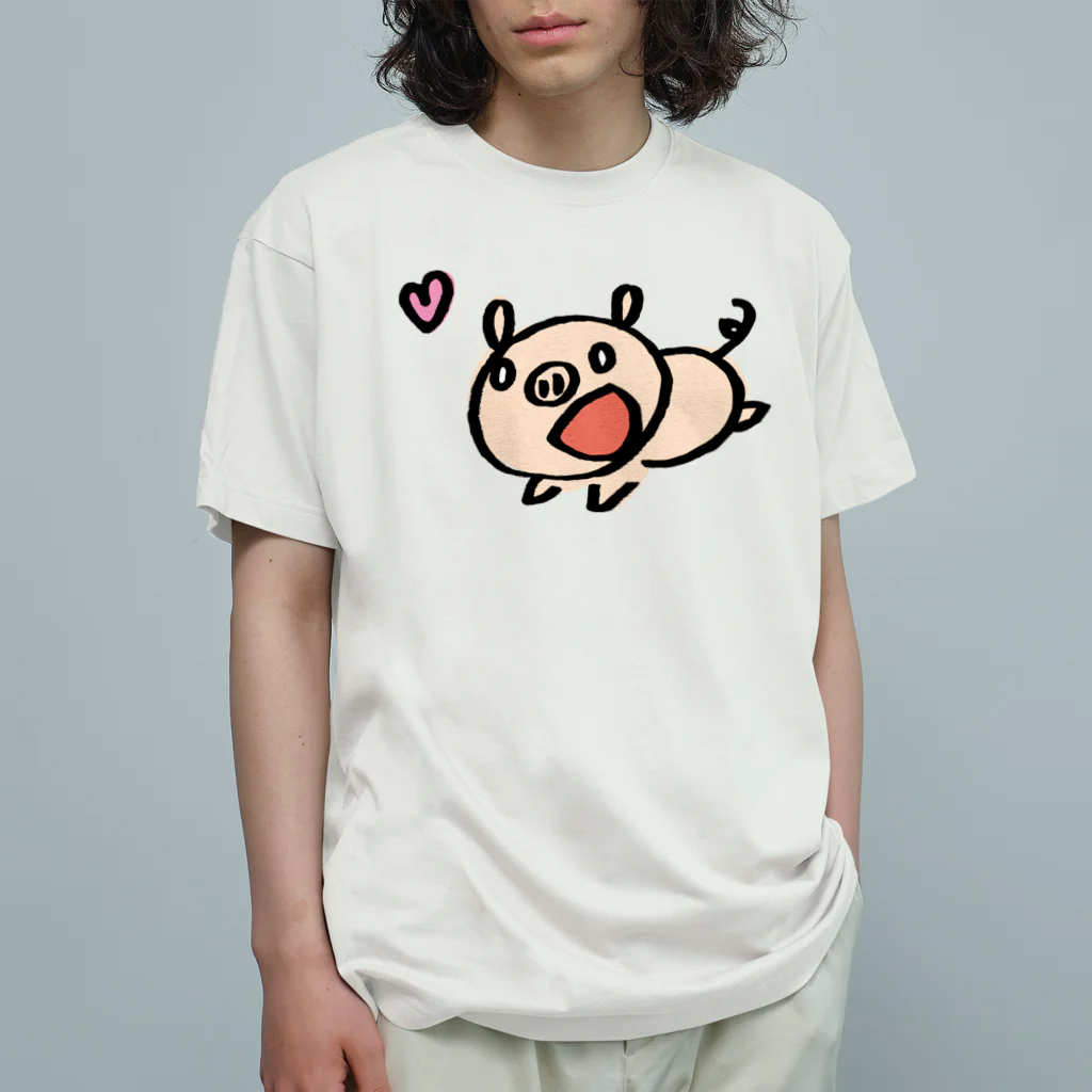 よっしー雑貨店のぶたくんはきょうもげんき！ オーガニックコットンTシャツ