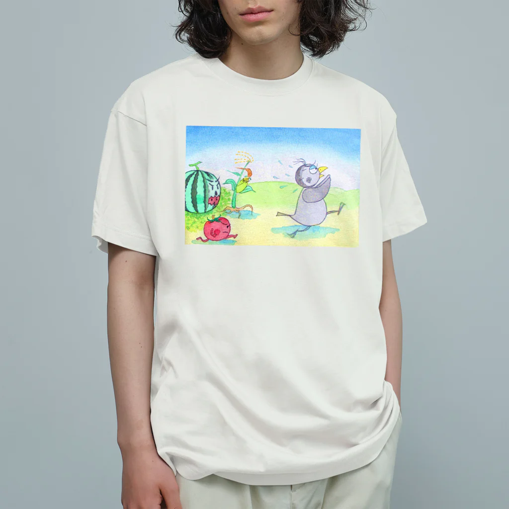 「アートとメルヘンと創作の森デザイングッズ」のファンタジー物語ピピのつばさ　(いたずらカラスのリルレ) Organic Cotton T-Shirt