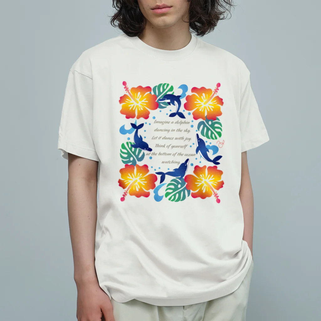 動物のいるデザインのイルカ-001-orange Organic Cotton T-Shirt