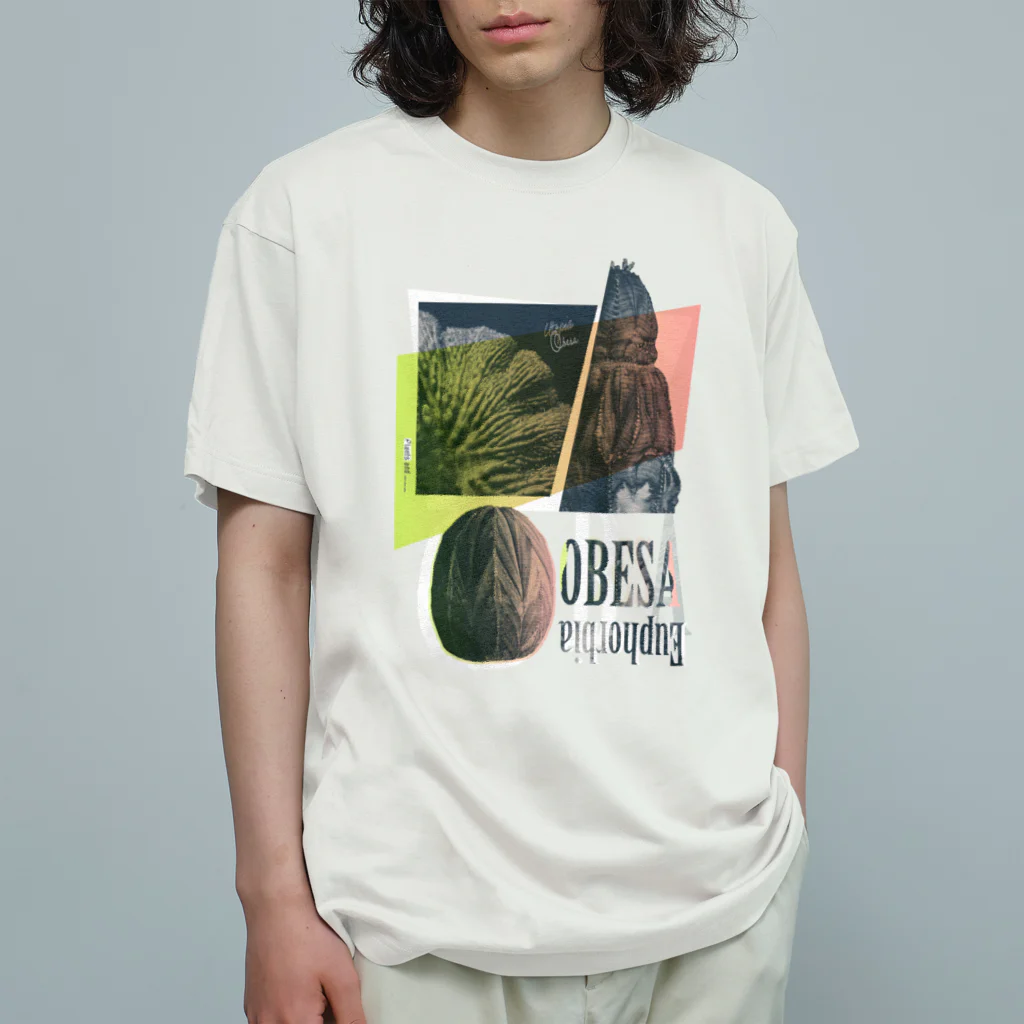 植物と___|のUtopia OBESA T（coral & lime yellow / random） | design number 01 Organic Cotton T-Shirt