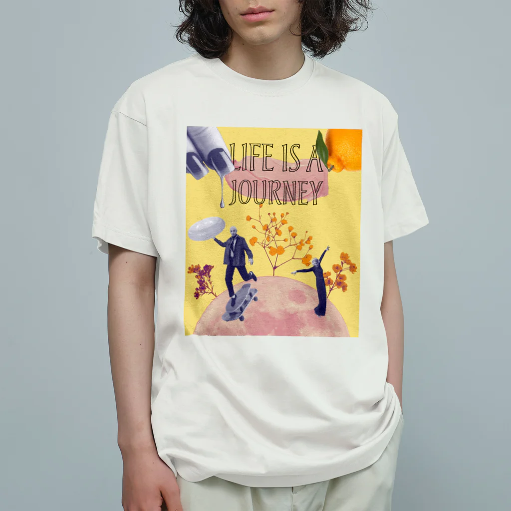 TANISANグラフィックのLife is a Journey オーガニックコットンTシャツ