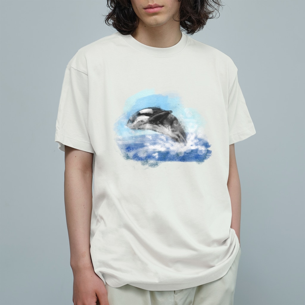 akane_art（茜音工房）のいきものイラスト（シャチ） Organic Cotton T-Shirt