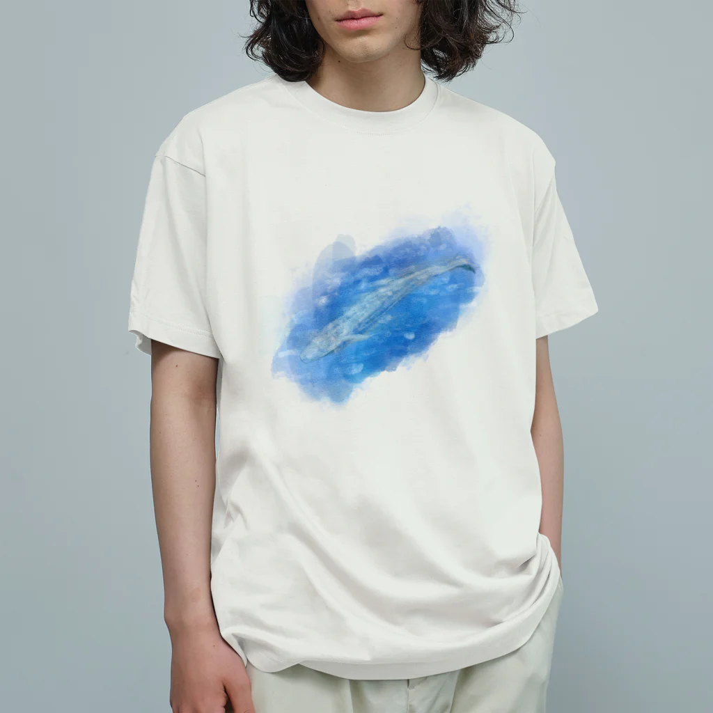 akane_art（茜音工房）のいきものイラスト（シロナガスクジラ） オーガニックコットンTシャツ