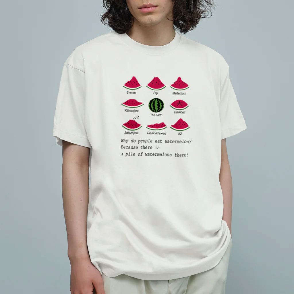 キッズモード某の世界のスイカの山々 オーガニックコットンTシャツ