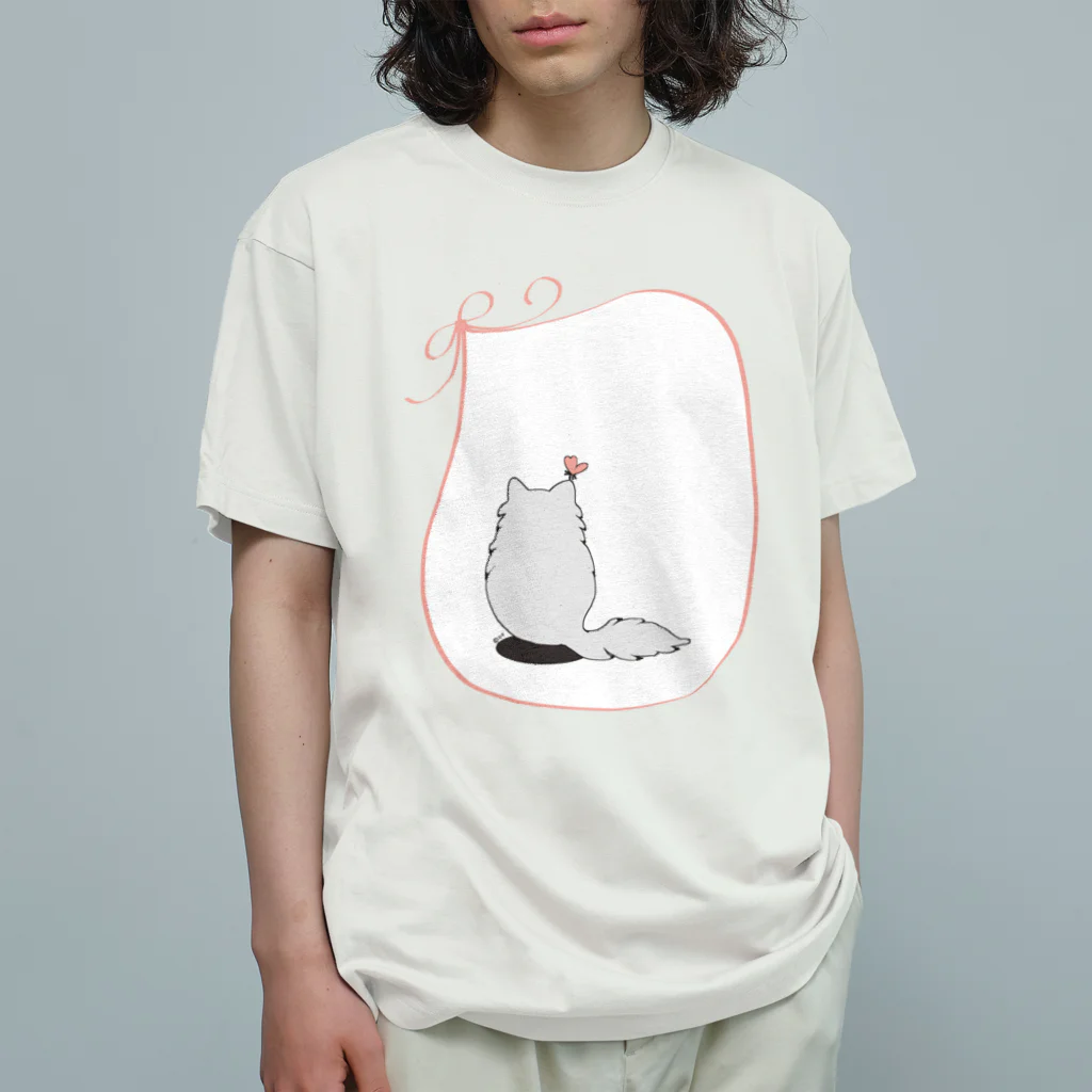 木ノ下商店の猫とリボンとちょうちょ Organic Cotton T-Shirt