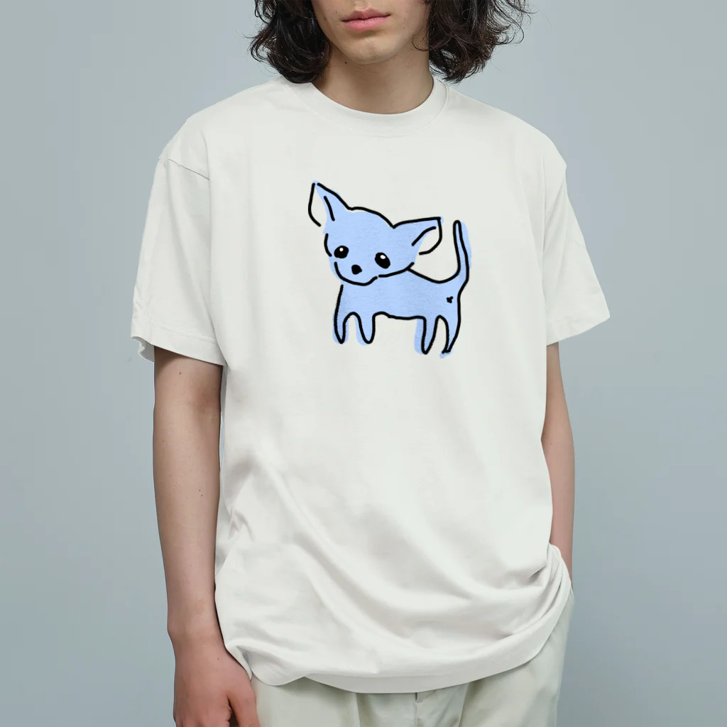 akane_art（茜音工房）のゆるチワワ（ブルー） Organic Cotton T-Shirt