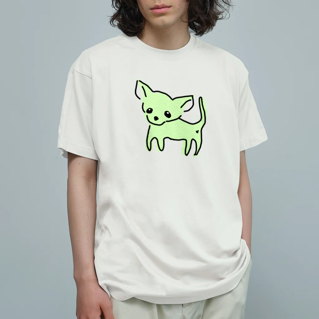 akane_art（茜音工房）のゆるチワワ（グリーン） Organic Cotton T-Shirt