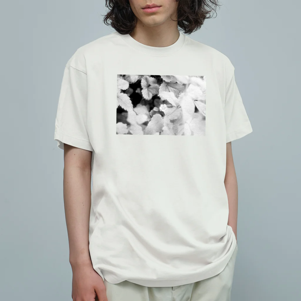 akane_art（茜音工房）のモノクロフラワー（野いちご） Organic Cotton T-Shirt