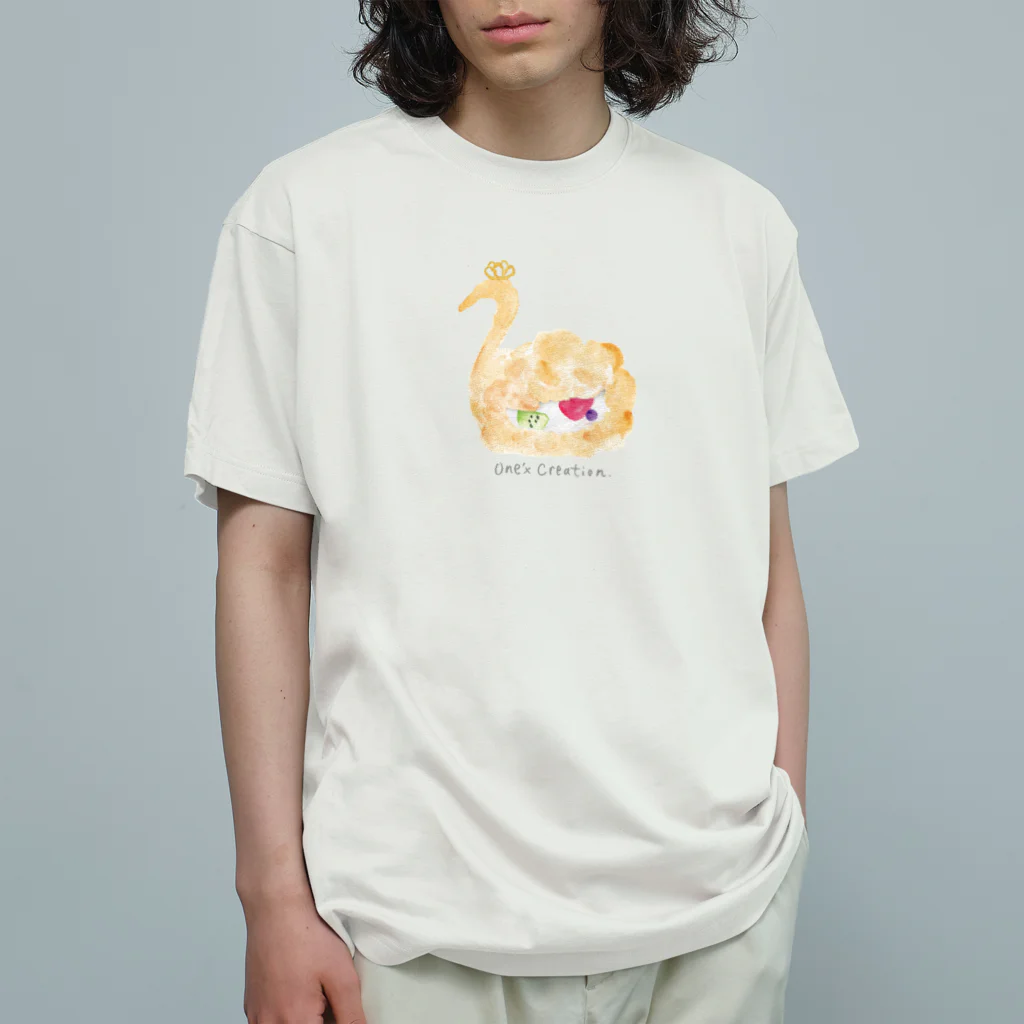 one'x creationの白鳥のお菓子 オーガニックコットンTシャツ