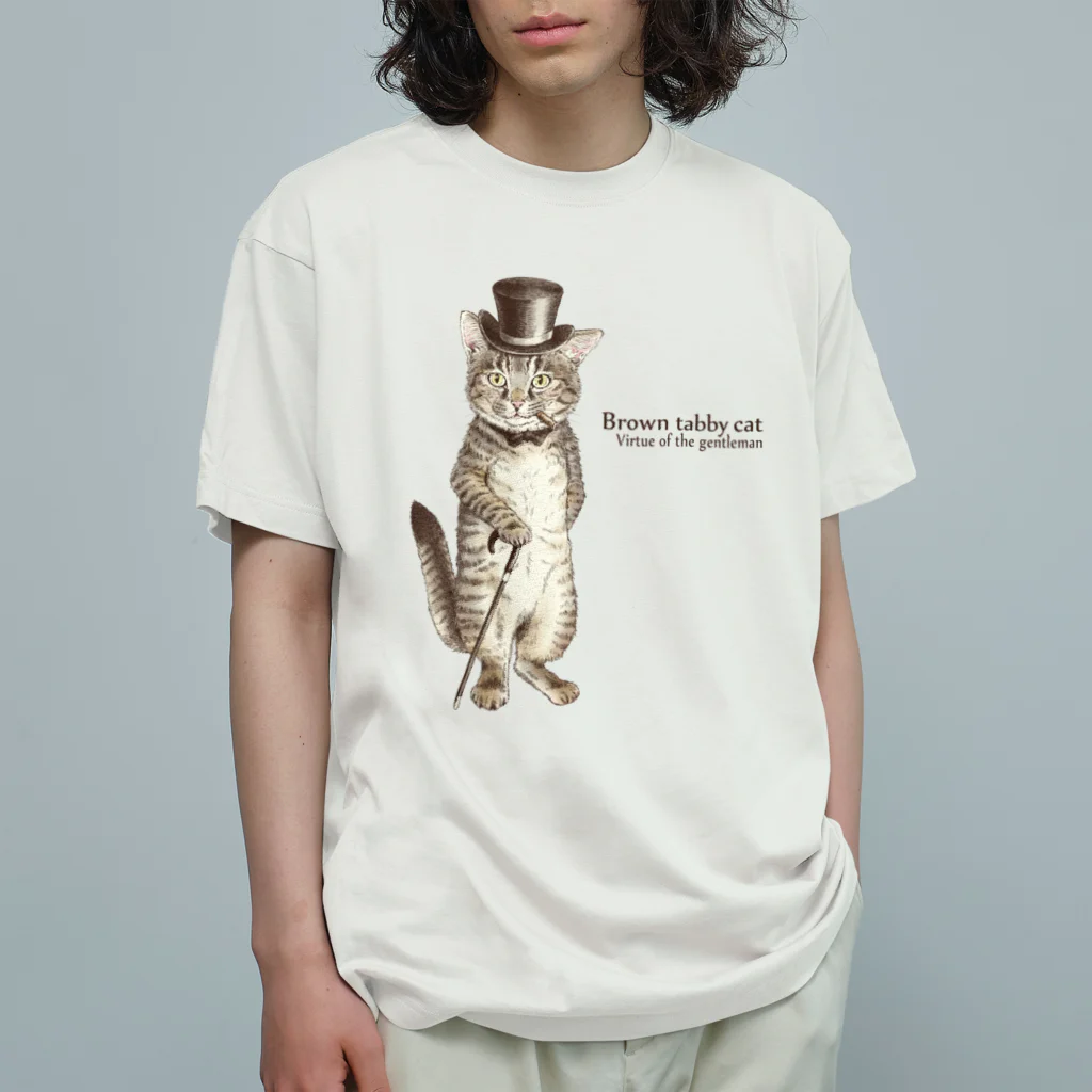 アトリエPTIMOのキジトラネコ紳士 オーガニックコットンTシャツ