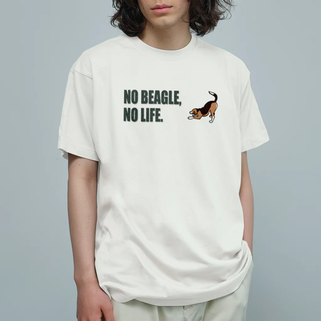 イラストカフェ（ビーグル）のNO BEAGLE, NO LIFE.シンプル Organic Cotton T-Shirt