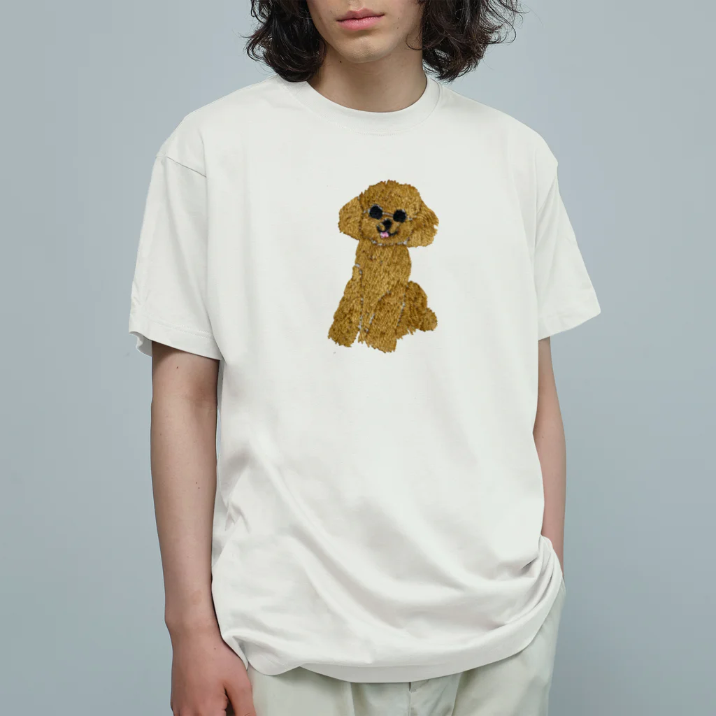 Panda factoryの刺繍のトイプードル Organic Cotton T-Shirt