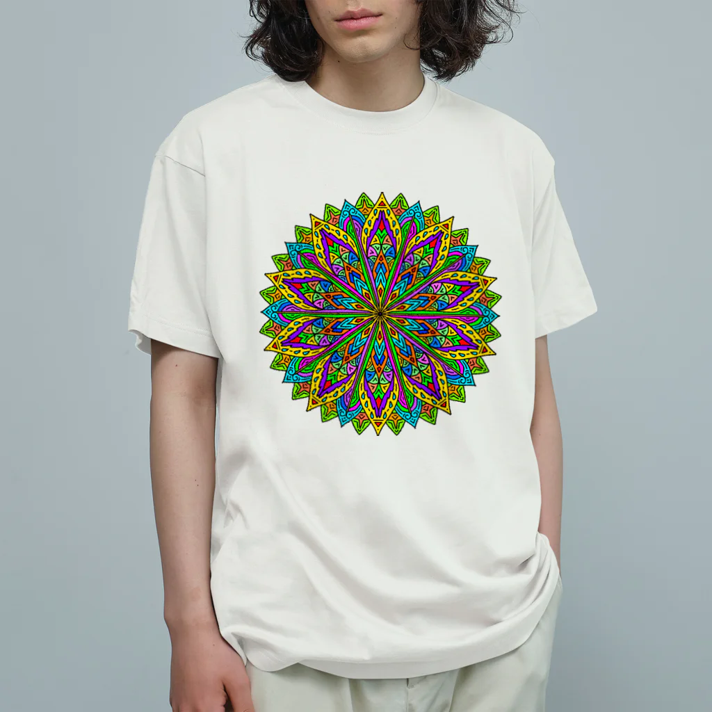 QB🦖のV_Flower オーガニックコットンTシャツ