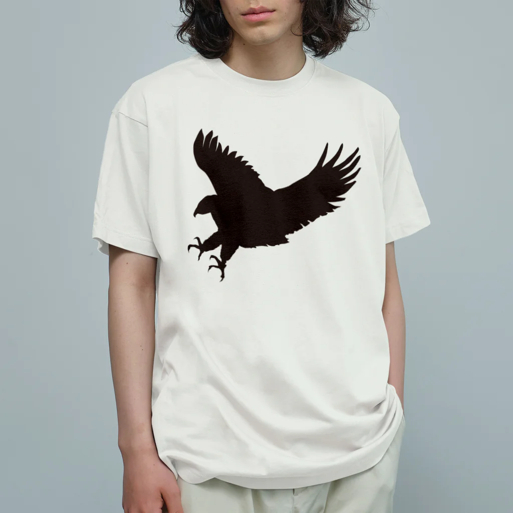 あおぞらのワシ_BLACK オーガニックコットンTシャツ