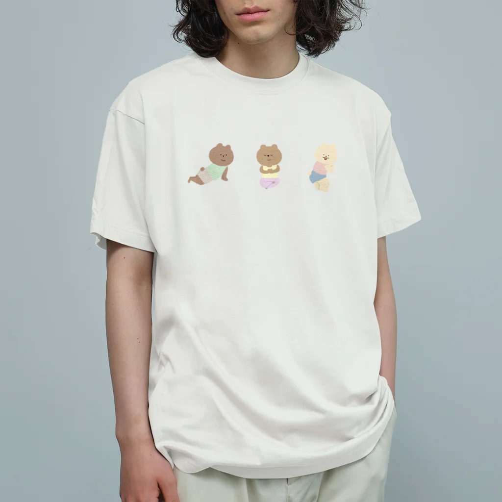 洗練されたストリートカジュアル【OVO】Pom PomロゴTシャツ 筋トレをしているクマ / ぽぽ / Popo ( po-02 )のオーガニック
