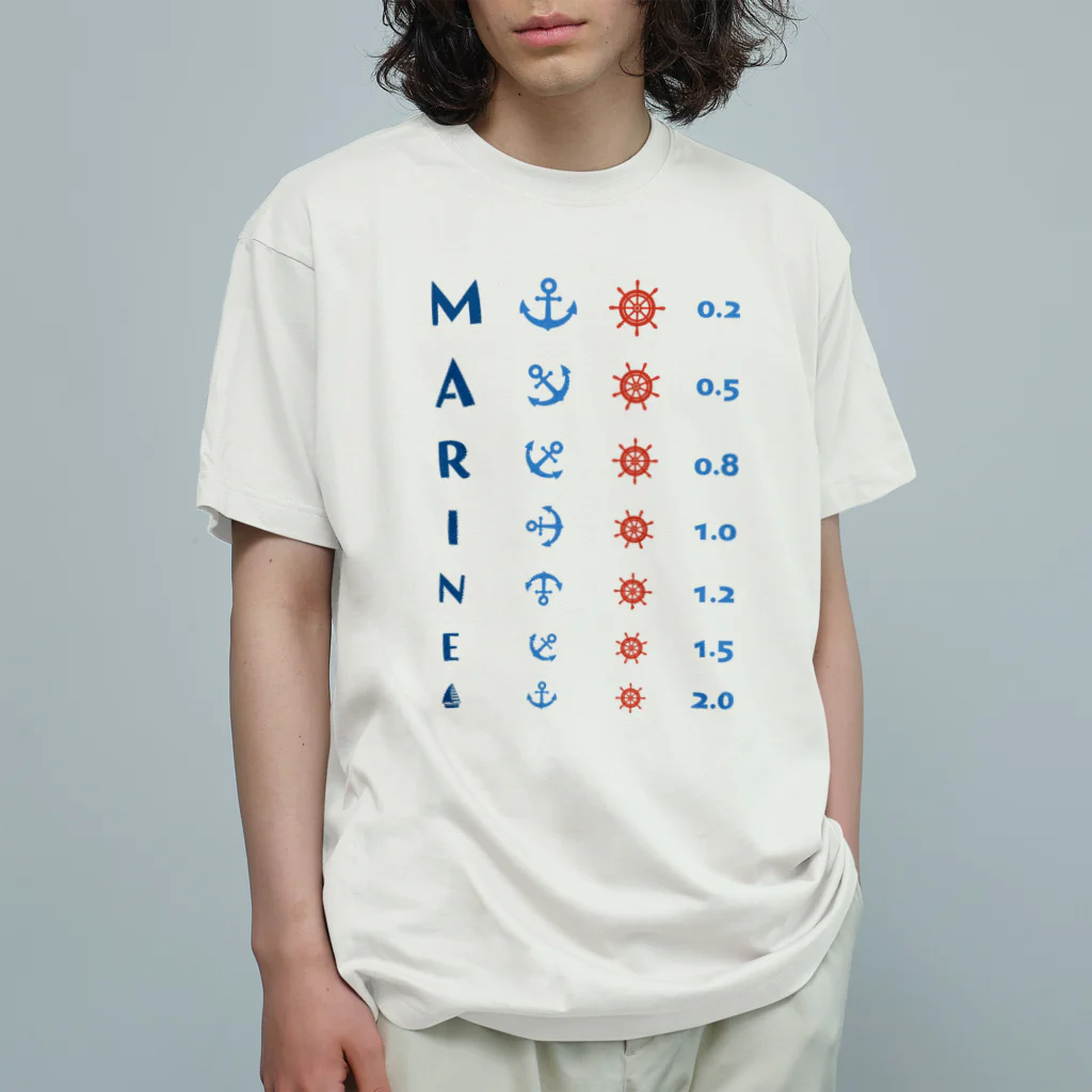 kg_shopのMARINE【視力検査表パロディ】 Organic Cotton T-Shirt