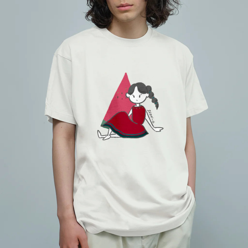 Machi.Kのスイカガール Organic Cotton T-Shirt