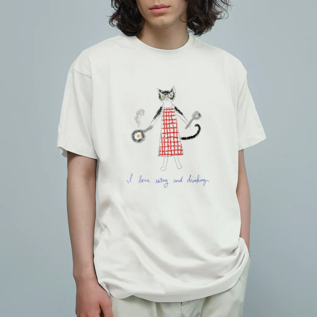 レモンスカッシュの泡のクッキングキャット オーガニックコットンTシャツ