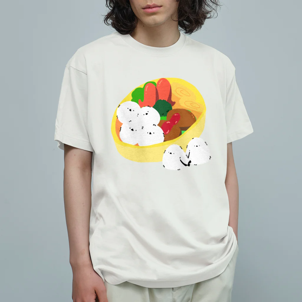 Kotetsu diary(SUZURI店)のシマエナガ×お弁当 Organic Cotton T-Shirt