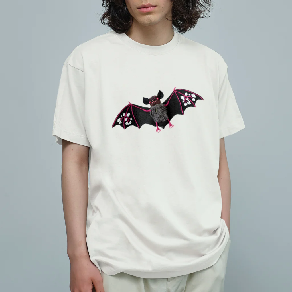 水島ひねの黒蝙蝠 オーガニックコットンTシャツ